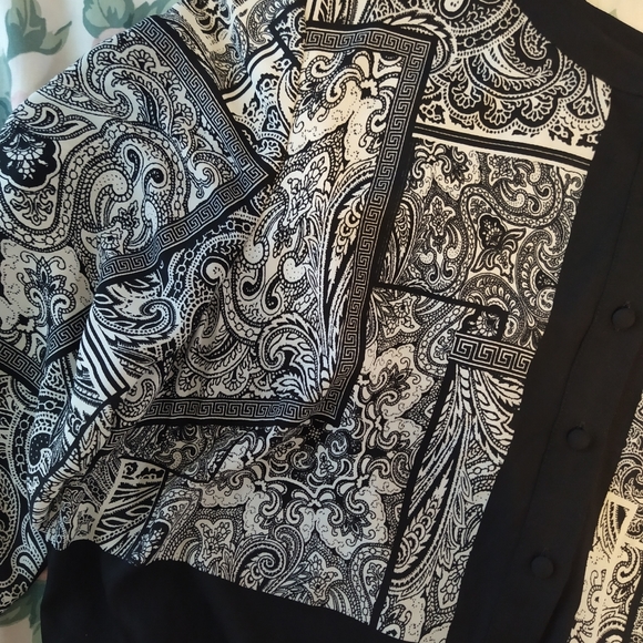 Boho Paisley Geometric Print Dress Uneven Hem - Picture 6 of 9